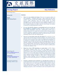 Strategy Report  Stay Defensive 4Q11 Strategy Report