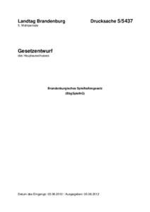 DrucksacheLandtag Brandenburg 5. Wahlperiode  Gesetzentwurf