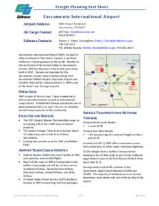 Freight Planning Fact Sheet  Sacrame nt o Inte rnational Airport Airport Address[removed]Airport Boulevard