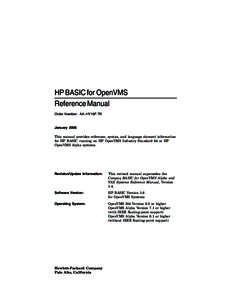 Procedural programming languages / Cluster computing / Hewlett-Packard / OpenVMS / DEC Alpha / Control flow / BASIC / C / VAX / Computing / Computer architecture / Instruction set architectures