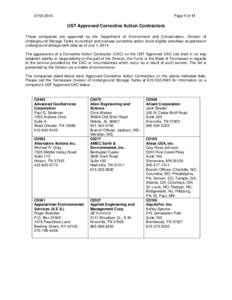 [removed]Page 1 of 11 UST Approved Corrective Action Contractors These companies are approved by the Department of Environment and Conservation, Division of