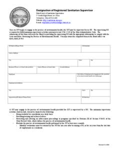 Designation of Registered Sanitarian Supervisor State Board of Sanitarian Registration 77 South High Street, 16th Floor Columbus, Ohio[removed]Website: http://sanitarian.ohio.gov E-mail: [removed]e