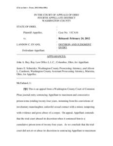 [Cite as State v. Evans, 2012-Ohio[removed]IN THE COURT OF APPEALS OF OHIO FOURTH APPELLATE DISTRICT WASHINGTON COUNTY STATE OF OHIO,