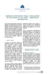 EUROPEAN COMMISSION’S PUBLIC CONSULTATION ON REVIEW OF MIFID – EUROSYSTEM CONTRIBUTION