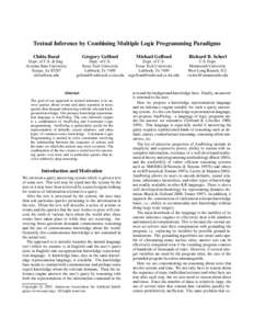 Science / Reasoning / Programming paradigms / Constraint programming / Non-classical logic / Stable model semantics / Prolog / Inference / Negation as failure / Logic / Logic programming / Artificial intelligence