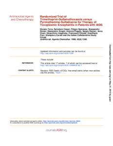 Randomized Trial of Trimethoprim-Sulfamethoxazole versus Pyrimethamine-Sulfadiazine for Therapy of