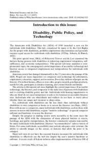Introduction to this issue: disability, public policy, and technology