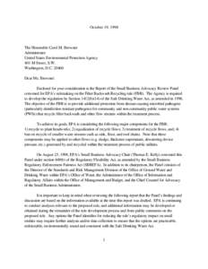 October 19, 1998 SBAR Panel Letter to EPA Administrator Carol M. Browner