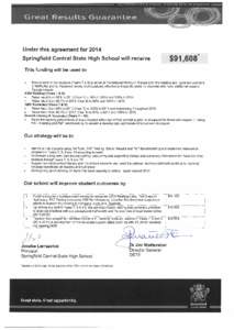 Under this agreement for 2014 Springfield $91,608*  Central State High School will receive