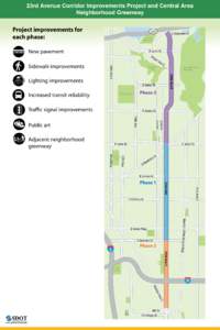 23rd Avenue Corridor Improvements Project and Central Area Neighborhood Greenway Project improvements for each phase: