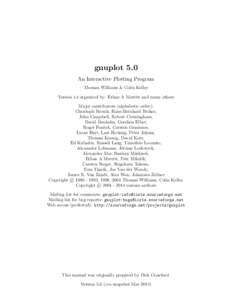 gnuplot 5.0 An Interactive Plotting Program Thomas Williams & Colin Kelley Version 5.0 organized by: Ethan A Merritt and many others Major contributors (alphabetic order): Christoph Bersch, Hans-Bernhard Br¨oker,