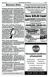 August 11, 2005  THE LANDMARK Holden, Massachusetts REGIONAL NEWS Greenways auction items at Rutland Library