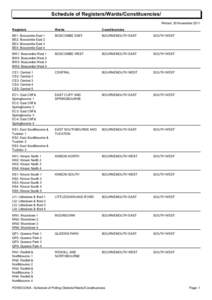 Schedule of Registers/Wards/Constituencies/ Printed: 30 November 2011 Registers Wards