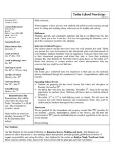 Teslin School Newsletter[removed]November 2012 Volume 5, Issue 3