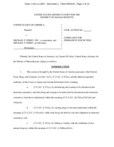 Case 1:15-cvDocument 1 FiledPage 1 of 14  UNITED STATES DISTRICT COURT FOR THE DISTRICT OF MASSACHUSETTS  UNITED STATES OF AMERICA,