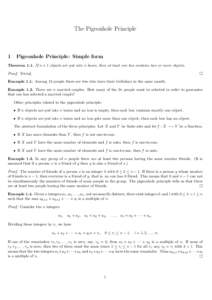 The Pigeonhole Principle  1 Pigeonhole Principle: Simple form