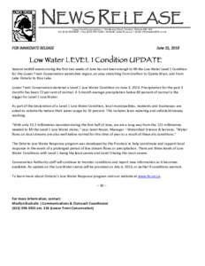 NEWS RELEASE Lower Trent Conservation # 714 Murray Street, Trenton, Ontario K8V 5P4 Tel: ( # Fax: ( # Website: www.ltc.on.ca # Email:  FOR IMMEDIATE RELEASE
