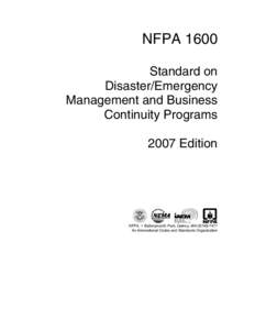 NFPA 1600 Standard on Disaster/Emergency Management and Business Continuity Programs 2007 Edition