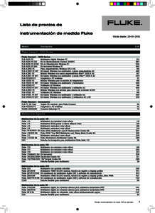 Lista de precios de instrumentación de medida Fluke Modelo  Válida desde: [removed]