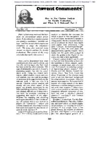 Essays of an Information Scientist, Vol:6, p[removed], 1983  Current Contents, #45, p.5-14, November 7, 1983 How to Use Citation Analysfs for Faculty Evaluations,