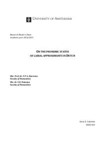 Research Master’s thesis Academic yearON THE PHONEMIC STATUS OF LABIAL APPROXIMANTS IN DUTCH