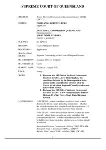 SUPREME COURT OF QUEENSLAND CITATION: Bero v Electoral Commission Queensland & anorQSC 222