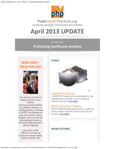 Public Health Practices April UPDATE - Protecting Healthcare Workers