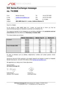 ABN AMRO Bank N.V., London, Additional Member ID