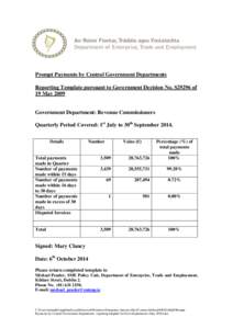 Prompt Payments by Central Government Departments
