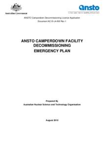 Microsoft Word - ANSTO_Camperdown_Decommissioning_Emergency Plan.doc