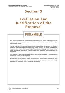 ENVIRONMENTAL IMPACT STATEMENT Section 5 – Evaluation and Justification of the Project TRITTON RESOURCES PTY LTD Avoca Tank Project Report No[removed]