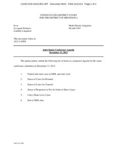 Multidistrict litigation / United States law / Drinker Biddle & Reath / United States District Court for the District of Minnesota / Levofloxacin / JRT / Telephone / Minnesota / Technology / Civil procedure