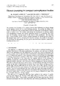 J . Fluid Mech[removed]), vol. 312, p p[removed]Copyright @ 1996 Cambridge University Press 327  Ekman pumping in compact astrophysical bodies