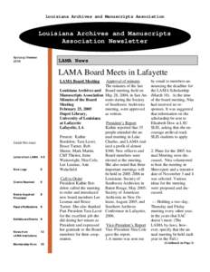 Louisiana Archives and Manuscripts Association  Louisiana Archives and Manuscripts Association Newsletter Spring/Summer 2005