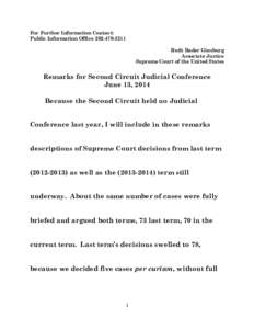 Remarks for Second Circuit Judicial Conference, Saratoga Springs, NY, June 13, 2014