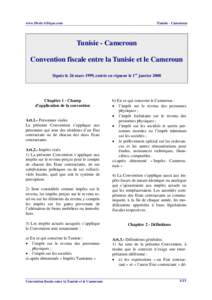 www.Droit-Afrique.com  Tunisie - Cameroun Tunisie - Cameroun Convention fiscale entre la Tunisie et le Cameroun