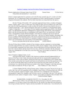 Southern Campaign American Revolution Pension Statements & Rosters Pension Application of (George) James Green W7563 Transcribed and annotated by C. Leon Harris. Frances Green