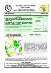 REGIONAL FOOD SECURITY PROGRAMME GROWING SEASON STATUS Rainfall, Vegetation and Crop Monitoring[removed]Issue 4