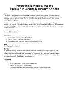 Microsoft Word - Integrating Technology into the K-2 Reading syllabus.doc