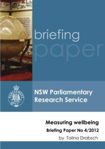 Measuring wellbeing Briefing Paper No[removed]by Talina Drabsch ISSN[removed]ISBN[removed]6