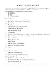 Microsoft Word - selfcareselfassessment.rtf