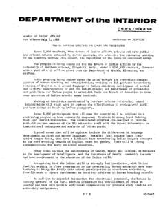 DEPARTMENT oflhe INTERIOR news release BUREAU OF INDIAN AFFAIRS For Release July 7, 1968  Henderson[removed]