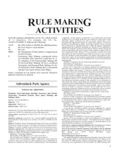 RULE MAKING ACTIVITIES Each rule making is identified by an I.D. No., which consists of 13 characters. For example, the I.D. No. AAM[removed]E indicates the following: