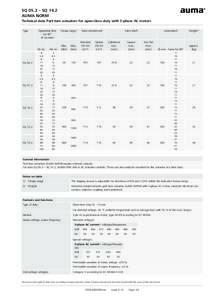 SQ 05.2 – SQ 14.2 AUMA NORM Technical data Part-turn actuators for open-close duty with 3-phase AC motors Type  Operating time