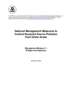 National Management Measures to Control Nonpoint Source Pollution from Urban Areas, November 2005, EPA-841-B[removed]