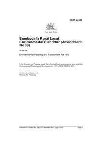 2007 No 645  New South Wales Eurobodalla Rural Local Environmental Plan[removed]Amendment