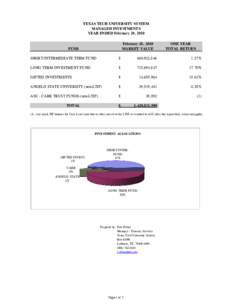 TEXAS TECH UNIVERSITY SYSTEM MANAGED INVESTMENTS YEAR ENDED February 28, 2010 February 28, 2010 MARKET VALUE