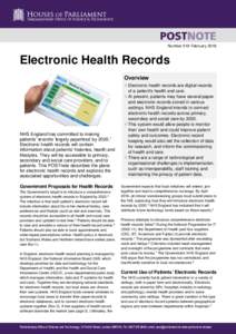 Number 519 FebruaryElectronic Health Records Overview  NHS England has committed to making