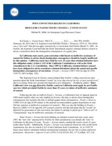 United States constitutional criminal procedure / Padilla v. Kentucky / Ineffective assistance of counsel / State court / Plea / Public defender / Sixth Amendment to the United States Constitution / Collateral consequences of criminal conviction / Law / Criminal procedure / Criminal law