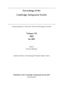 Proceedings of the  An Iron Age Square Barrow at Diddington, Cambridgeshire Cambridge Antiquarian Society